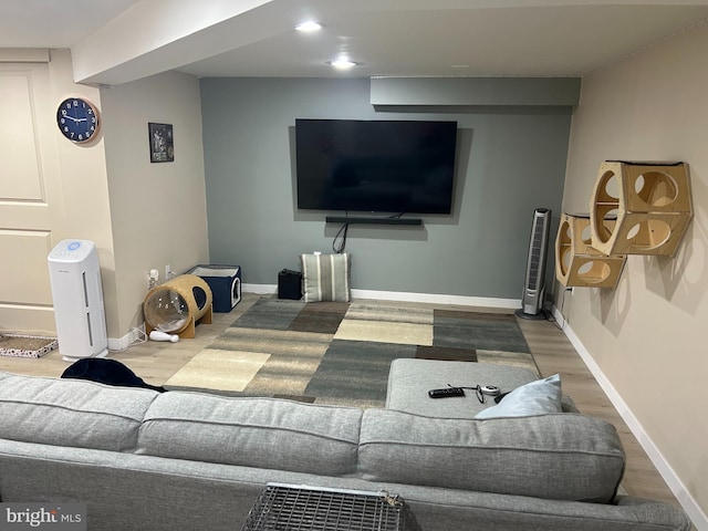 living room featuring hardwood / wood-style flooring