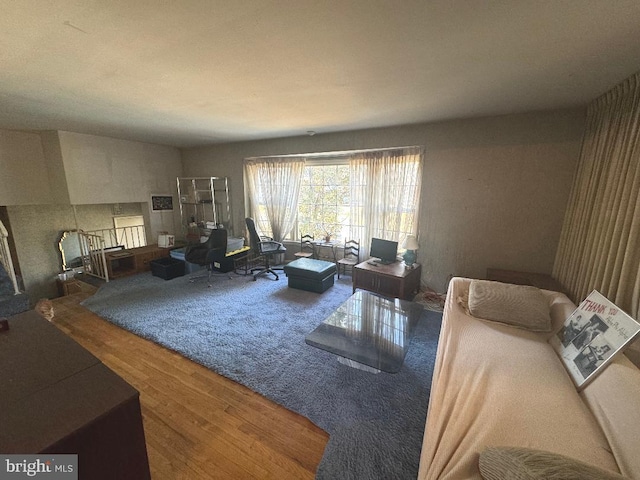 living room with wood-type flooring