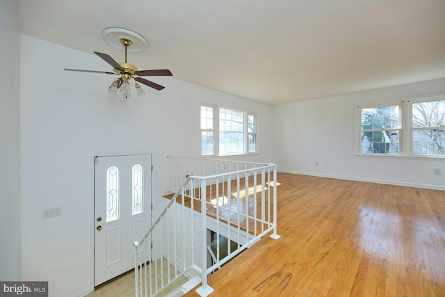 entrance foyer with light hardwood / wood-style floors and a healthy amount of sunlight