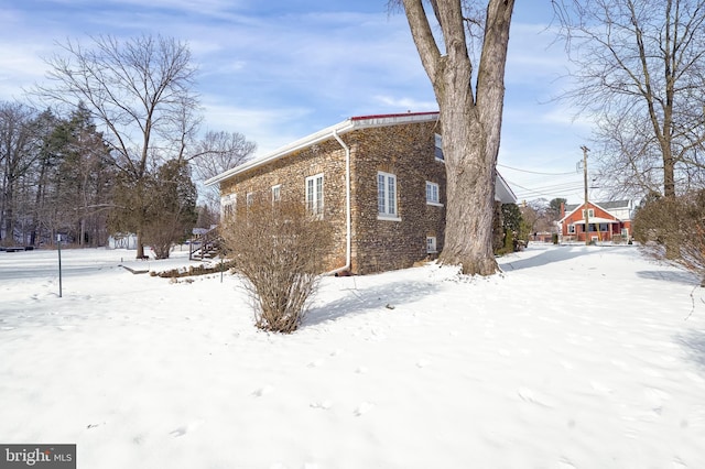 view of snow covered exterior