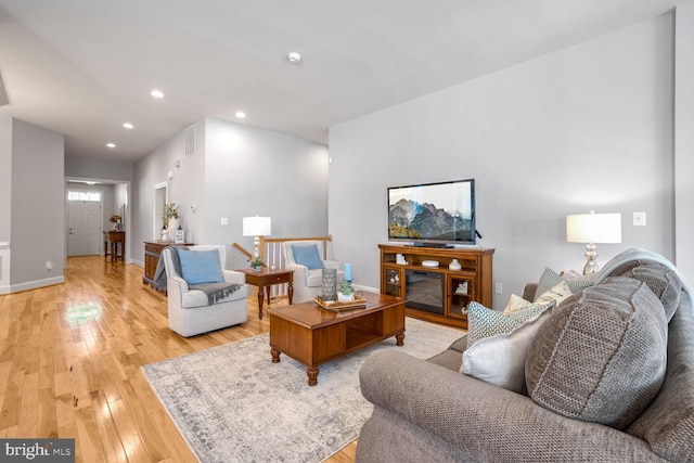 living room featuring light hardwood / wood-style floors