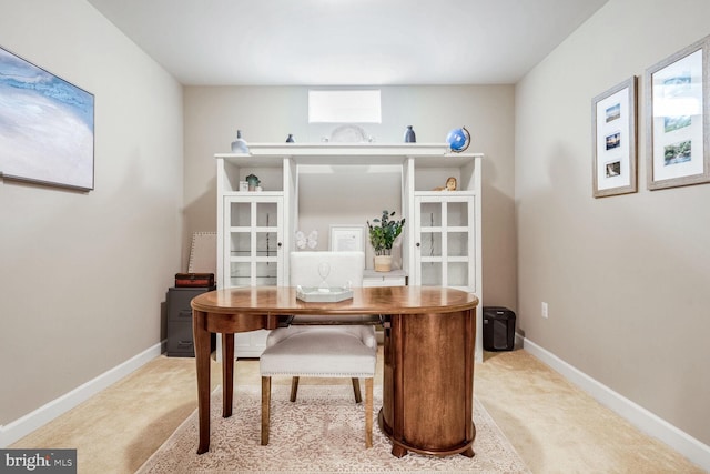 view of carpeted home office