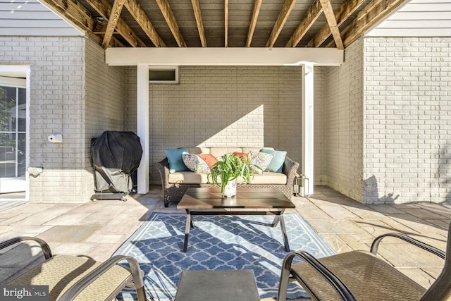 view of patio / terrace featuring outdoor lounge area and grilling area