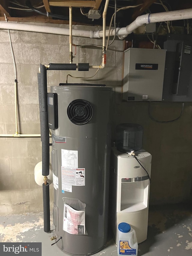 utility room featuring water heater