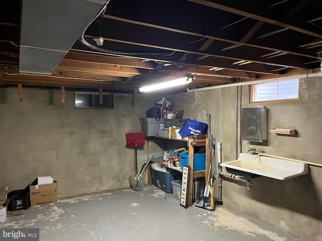 basement with sink