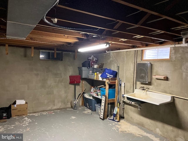 basement with sink