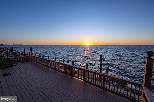 dock area featuring a water view