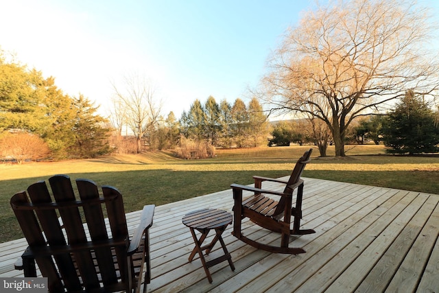 deck featuring a yard