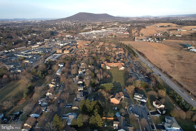 birds eye view of property featuring a mountain view