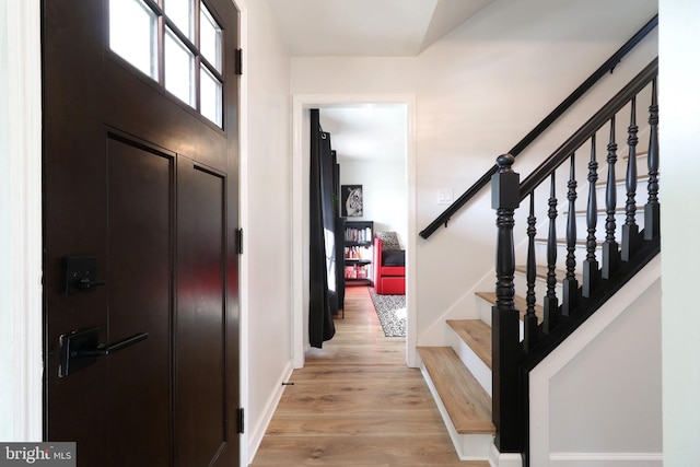 foyer featuring light wood-type flooring