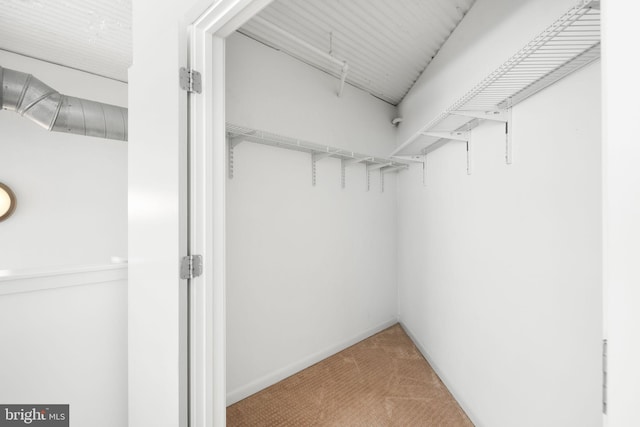 spacious closet with carpet floors