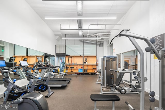 gym with a high ceiling