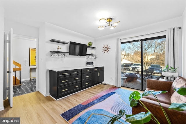 living room with light wood-type flooring