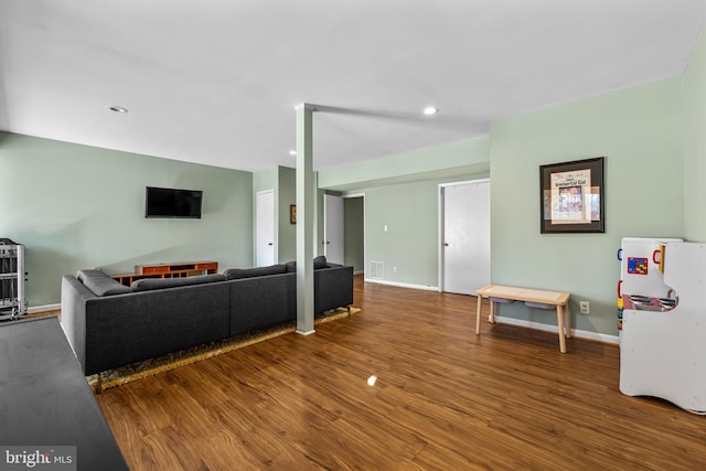 living room with hardwood / wood-style flooring