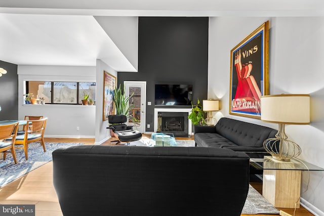 living room with wood-type flooring