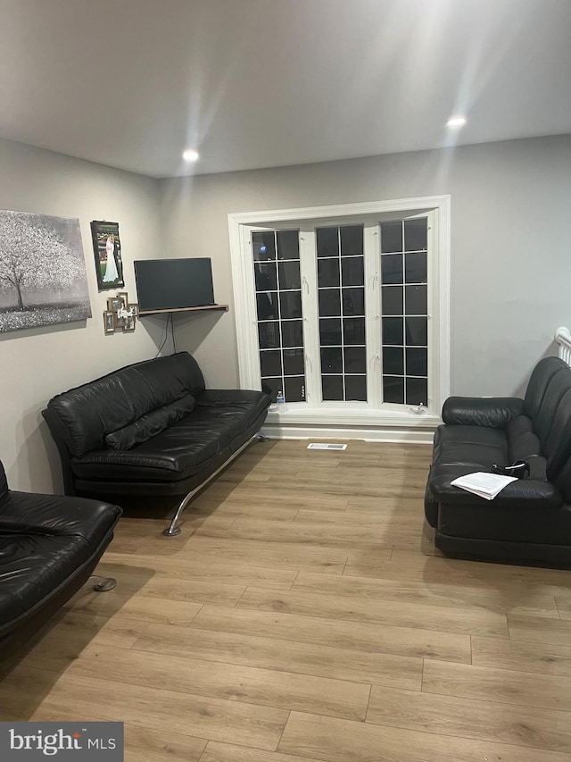 living room featuring light hardwood / wood-style flooring