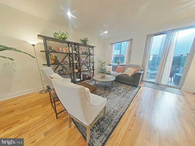 living room featuring light wood-type flooring