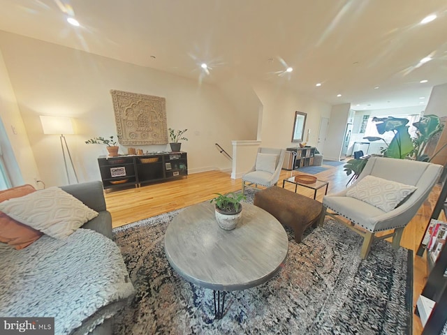 living room with hardwood / wood-style flooring