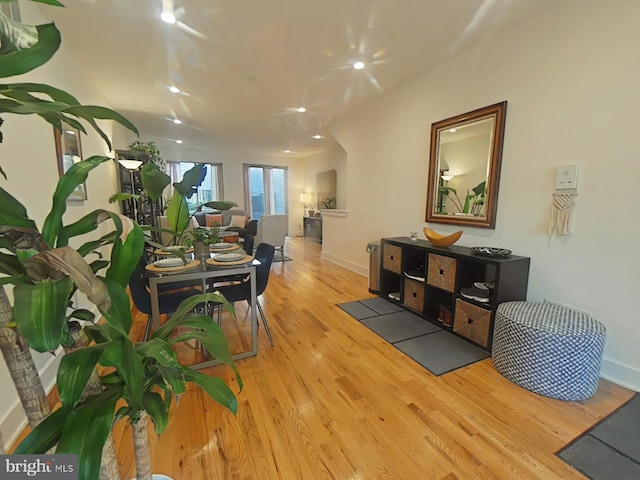 interior space with light hardwood / wood-style flooring