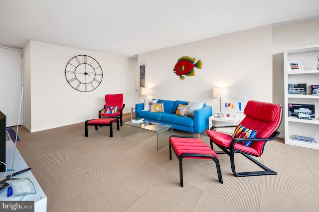 living room with carpet