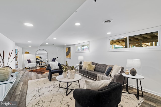 living room featuring hardwood / wood-style flooring