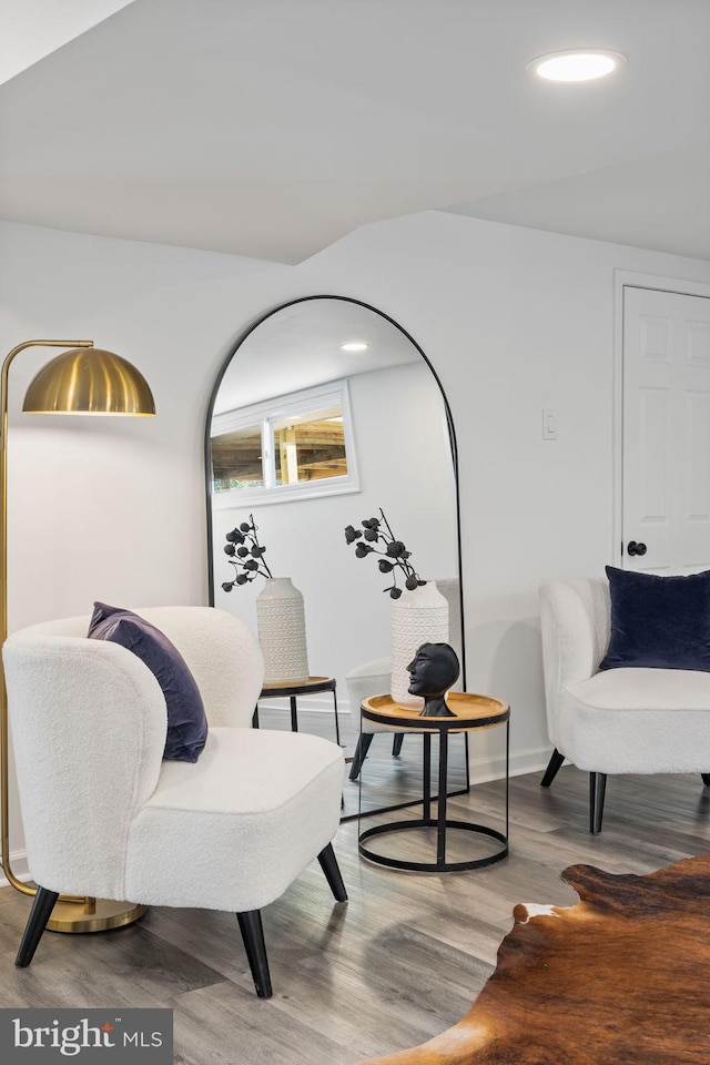 sitting room featuring hardwood / wood-style floors