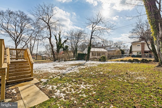 view of yard with a deck