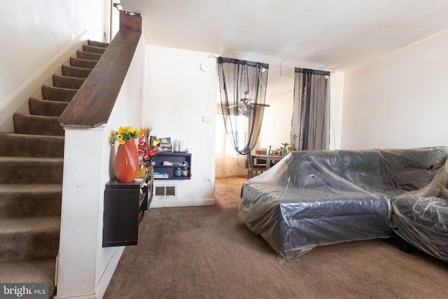 living room with carpet floors