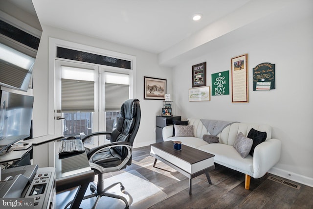 office space featuring wood-type flooring