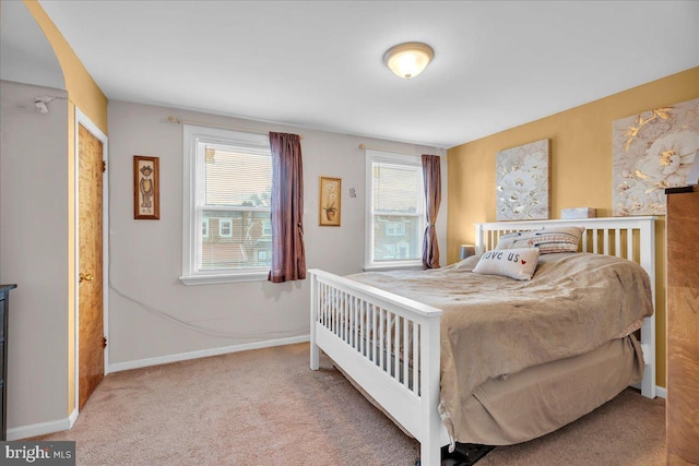 bedroom featuring carpet flooring and multiple windows