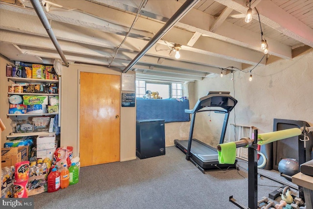 workout room with carpet floors