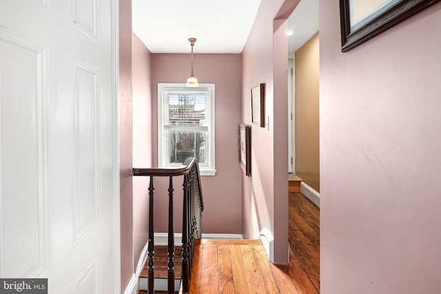 hallway with hardwood / wood-style floors