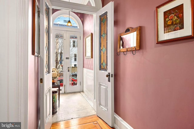 interior space with light hardwood / wood-style floors