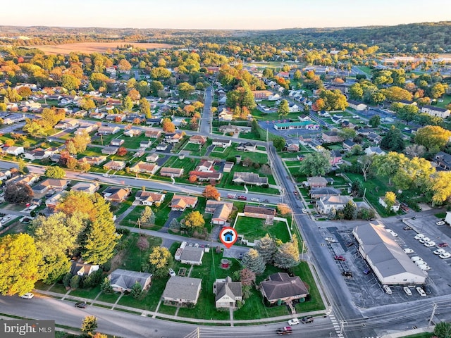 view of aerial view at dusk