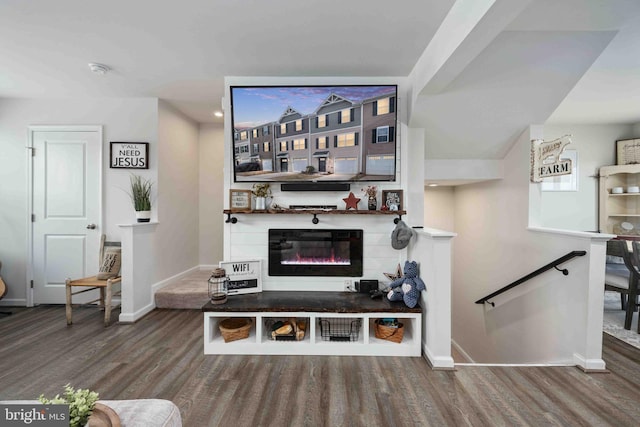 living room with hardwood / wood-style flooring