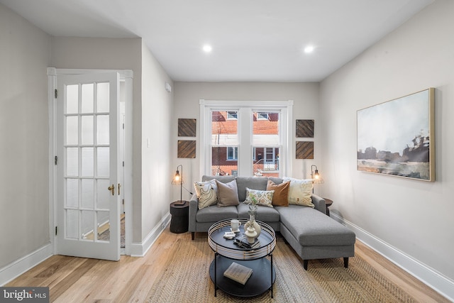 living area featuring light wood-type flooring