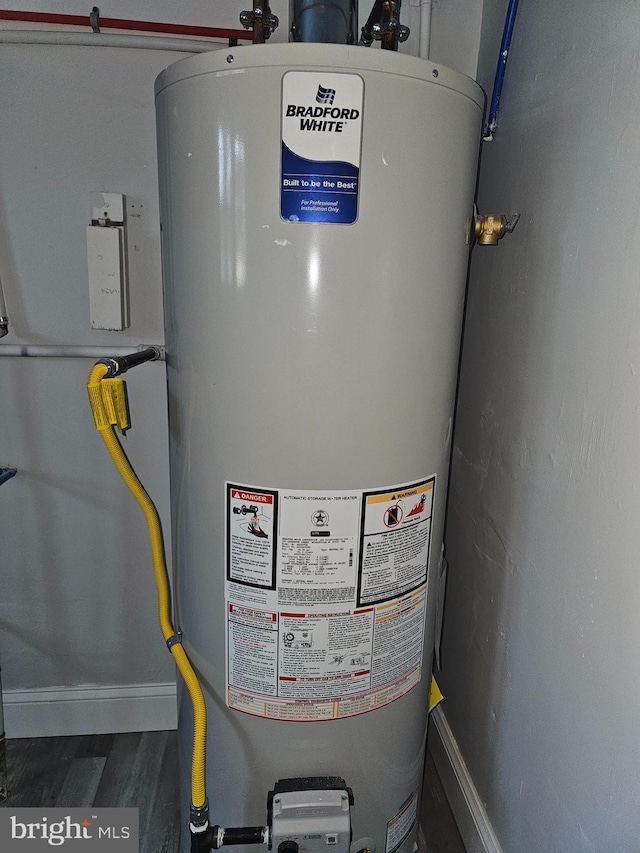 utility room with gas water heater