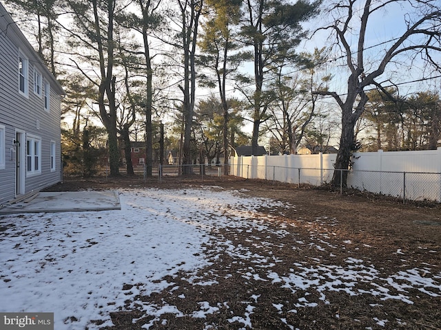 view of yard covered in snow