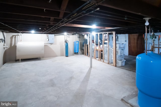 basement with electric panel