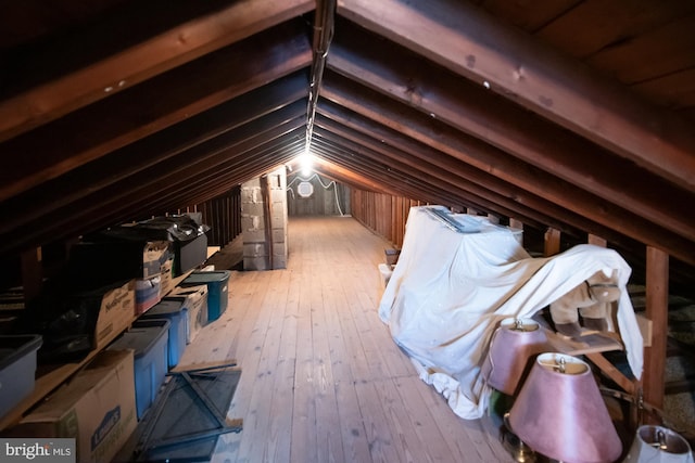 view of unfinished attic