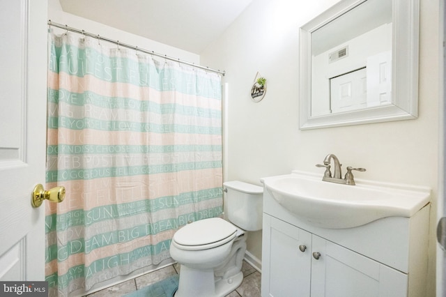 bathroom featuring tile patterned flooring, vanity, and toilet