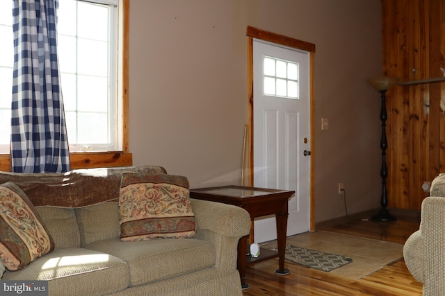 living room with hardwood / wood-style flooring