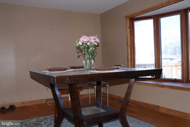 dining room with wood-type flooring