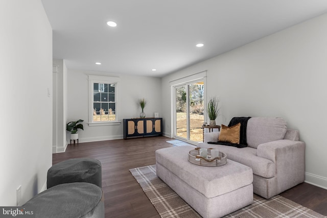 living room featuring dark hardwood / wood-style floors