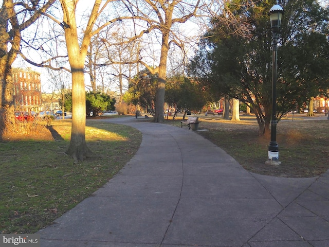 view of property's community featuring a yard