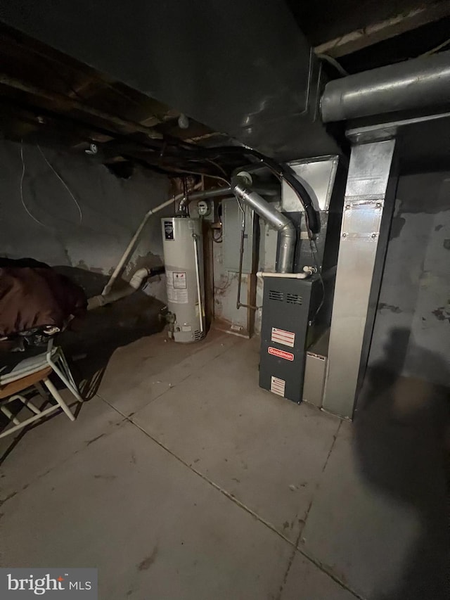 basement with gas water heater