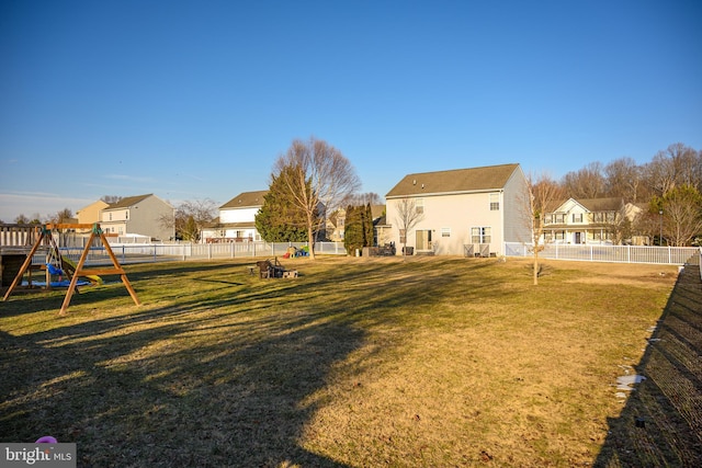 view of yard with a playground