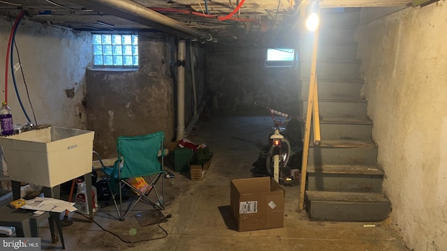 basement with sink