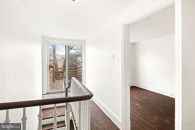 hallway featuring dark hardwood / wood-style floors