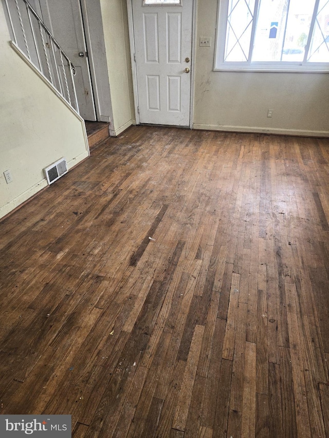 foyer entrance featuring dark wood-type flooring